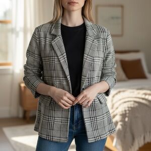 Tribal Grey Plaid Knit Coatigan Jacket – XL